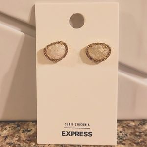 Express Cubic Zirconia Blush & Gold Stone Earrings